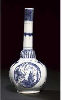 Wanli A blue and white Kraak porcelain bottle